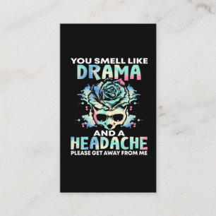Sarkastic Drama Huvudvärk Flower Skull Rude Quote Visitkort