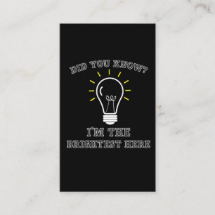 Sarkastic Electrician Brighest Light Bulb Visitkort
