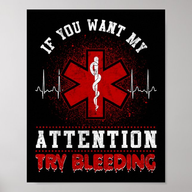 Sarkastic EMT EMS Sjukvårdare Akut Prova utfall Poster (Framsidan)
