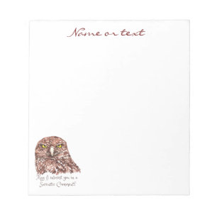 Sarkastic Humor Quote Watercolor Grumpy Uggla Anteckningsblock