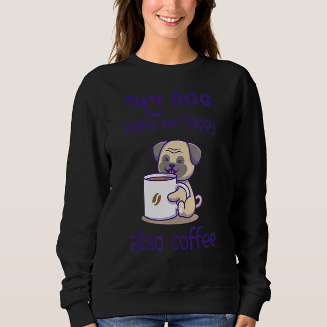 Sarkastic Hund and Kaffe design T Shirt (Framsida)