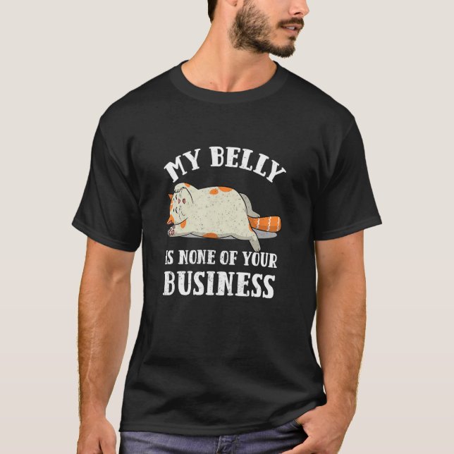 Sarkastic Jokes Overweight Belly Tjock Knubbig Kat T Shirt (Framsida)