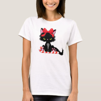 Sarkastic jul Black Cat Funny Humous Holida T Shirt