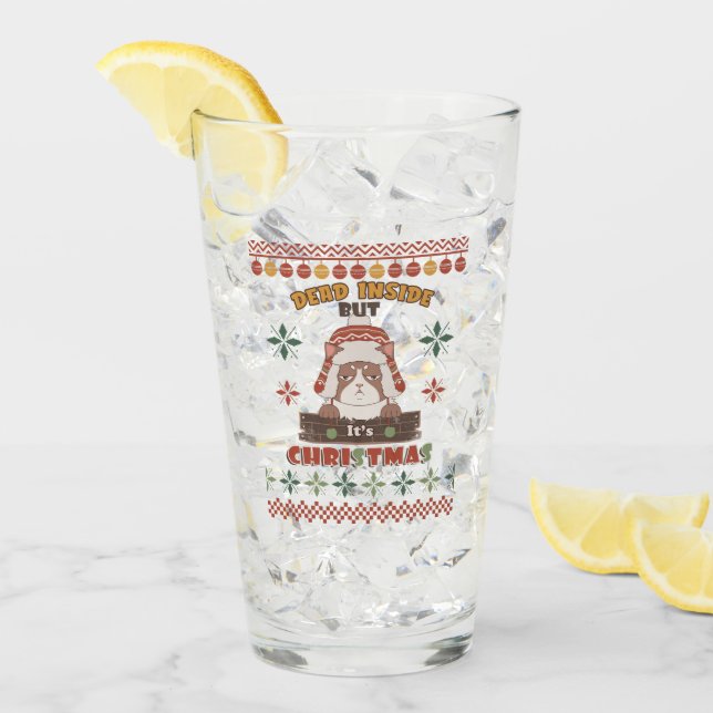 Sarkastic jul-Hund - Ugly Sweater Inspired Glaskopp (Framsida Ice)