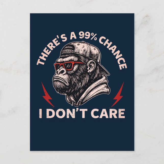 Sarkastic Monkey Graphics in Backward Hat & Shades Vykort (Framsida)