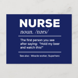 Sarkastic Nurse Definition: Håll mitt öl Vykort
