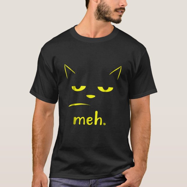 Sarkastic och funny Meh Halloween Cat T Shirt (Framsida)