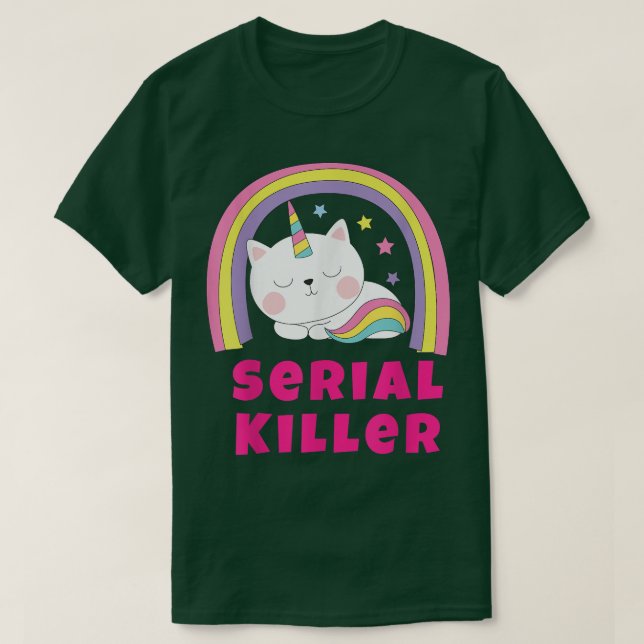 Sarkastic Retro Rainbow Funny Unicorn Serial Kille T Shirt (Design framsida)