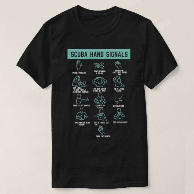 Sarkastic Scuba Diver Hand Signals Diving Gag Gift T Shirt (Design framsida)