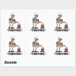 Sarkastic Skeleton Design'Thriving' Fyrkantigt Klistermärke