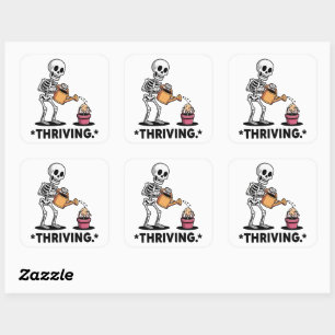 Sarkastic Skeleton Design'Thriving' Fyrkantigt Klistermärke