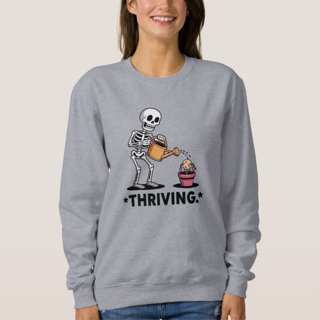 Sarkastic Skeleton Design'Thriving' T Shirt (Framsida)