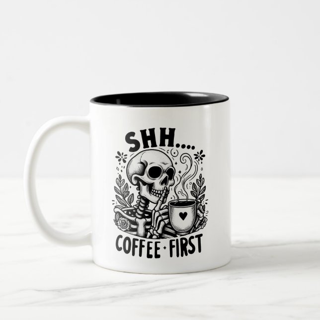Sarkastic Skeleton Funny Coffee Två-Tonad Mugg (Vänster)
