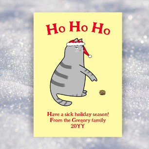 Sarkastic Tecknad Cat Sick jul - ej fotfoto Julkort