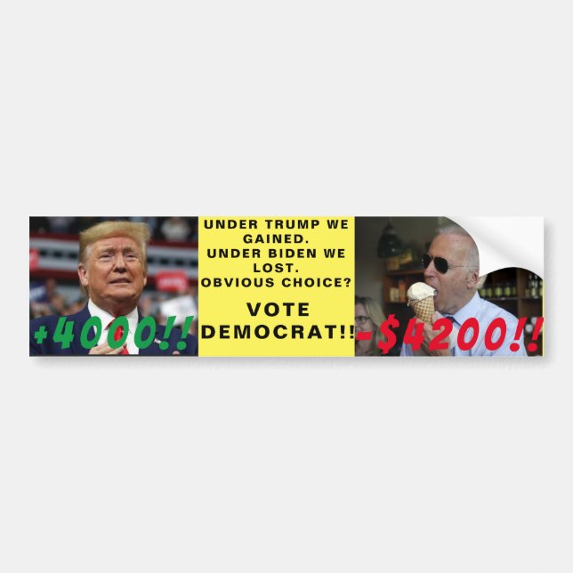 Sarkastic. Trumpvinst på 4 000 dollar jämfört med  Bildekal (Framsidan)