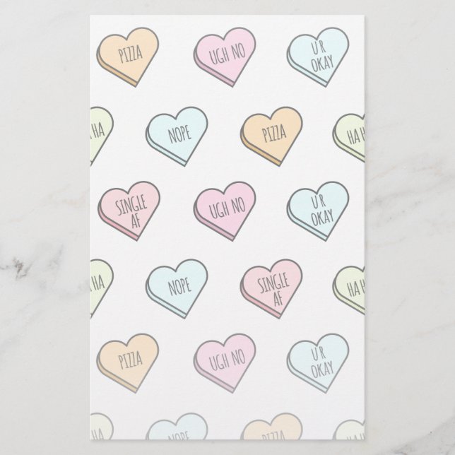 Sarkastic Valentines Candy Heart Mönster Brevpapper (Framsida)