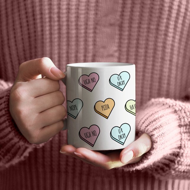 Sarkastic Valentines Candy Heart Mönster Kaffemugg (Sarcastic Valentine’s Candy Heart Pattern Mug)