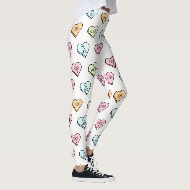 Sarkastic Valentines Candy Heart Mönster Leggings (Höger)