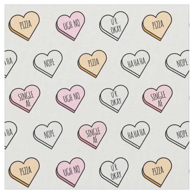 Sarkastic Valentines Candy Heart Mönster Tyg (Närbild)