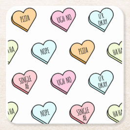 Sarkastic Valentines Candy Heart Mönster Underlägg Papper Kvadrat