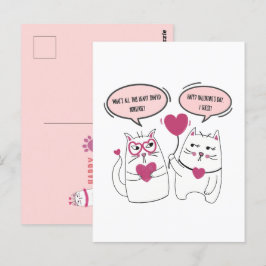 Sarkastic Valentines day Tecknad Cat par Vykort