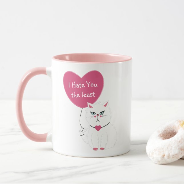 Sarkastic White Cat Funny Valentine Day Mugg (Med munk)