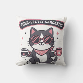 Sarkastisk cool katt bandana kaffefantastiskt pres kudde