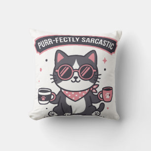 Sarkastisk cool katt bandana kaffefantastiskt pres kudde