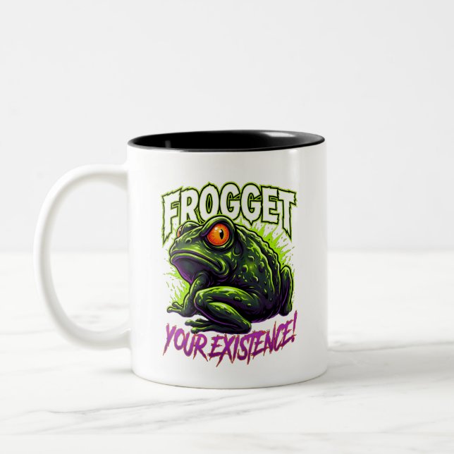 Sarkastisk Groda Förglöm Din Existens Roligt Meme Två-Tonad Mugg (Vänster)