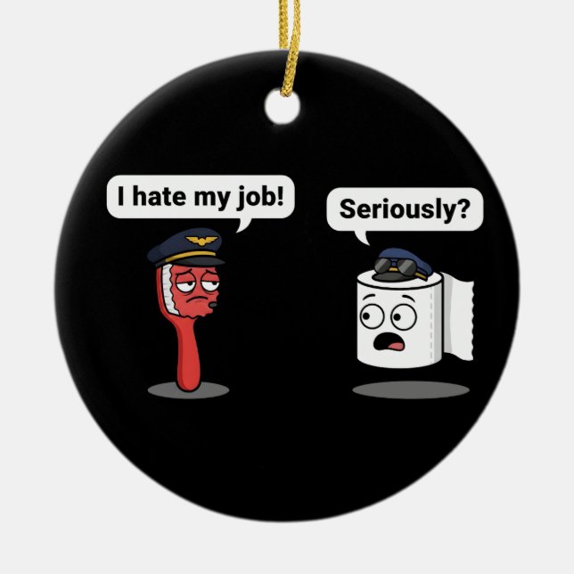 Sarkastisk humor grafisk pilot rolig sassy meme julgransprydnad keramik (Framsidan)