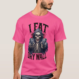 Sarkastisk jag äter gipsskivor krampaktigt skelett t shirt