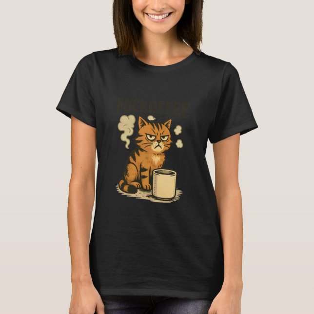 Sarkastisk Kaffe Katt Morgonstämning Design T Shirt (Framsida)