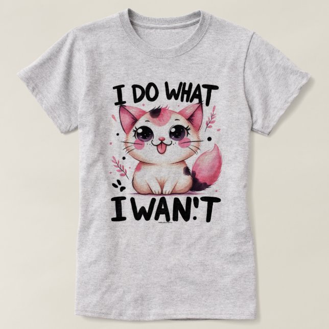 Sarkastisk katt-grafisk t-shirt - Jag gör vad jag  (Design framsida)