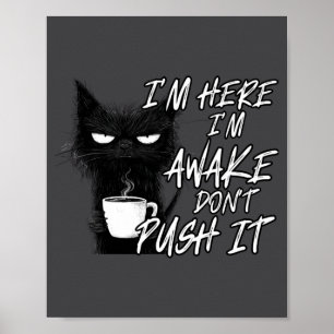 Sarkastisk katt Rolig katt Jag är här Jag är vaken Poster