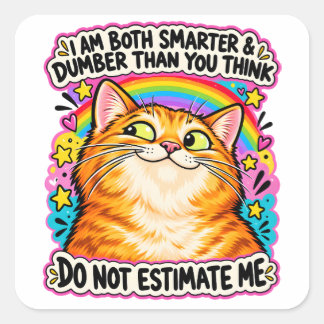 Sarkastisk kattägare humor | Underskatta mig inte Fyrkantigt Klistermärke