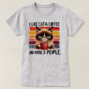 Sarkastisk kattgrafisk t-shirt - Min katt, kaffe &