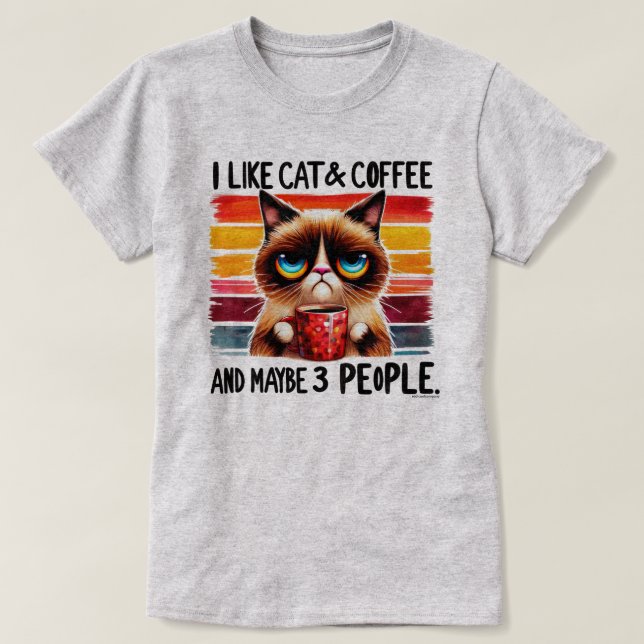 Sarkastisk kattgrafisk t-shirt - Min katt, kaffe & (Design framsida)