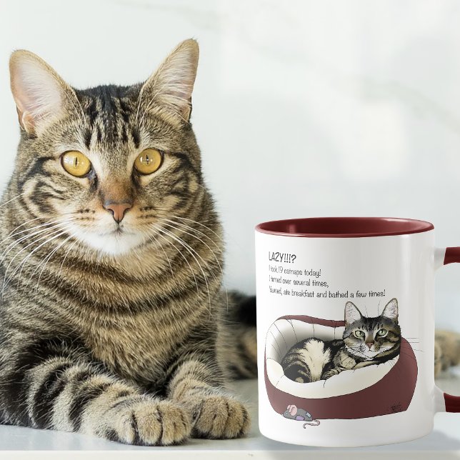 Sarkastisk Lat Tabby Katt Humor Salggrön Mugg (Skapare uppladdad)