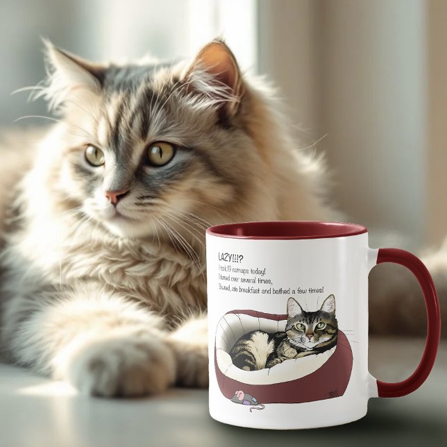 Sarkastisk Lat Tabby Katt Humor Salggrön Mugg (Skapare uppladdad)