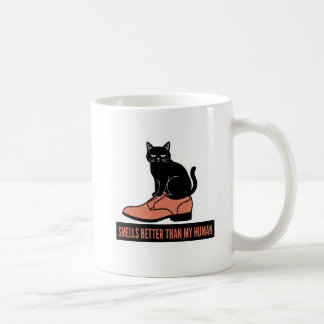 Sarkastisk Linocut Katt i Sko Meme Kaffemugg