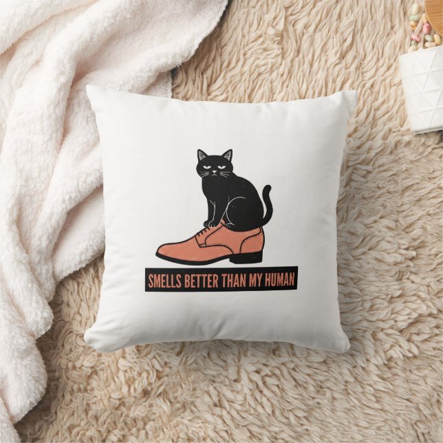 Sarkastisk Linocut Katt i Sko Meme Kudde (Filt)