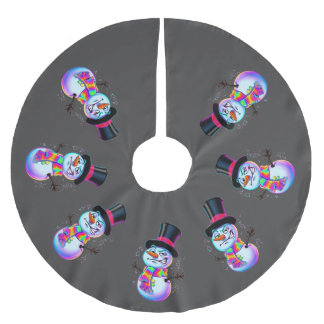 Sarkastisk neon snömannen urban vinter långärmad T Julgransmatta Borstad Polyester