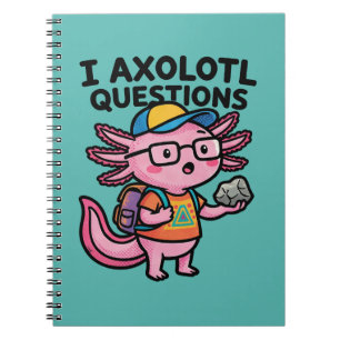 Sarkastisk nörd axolotl jag axolotl frågor meme anteckningsbok