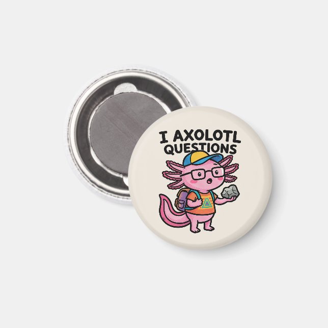 Sarkastisk nörd axolotl jag axolotl frågor meme magnet (Front/Back)