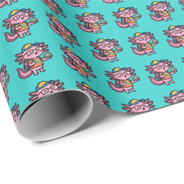 Sarkastisk nörd axolotl jag axolotl frågor meme presentpapper (Rullad Hörn)