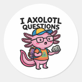 Sarkastisk nörd axolotl jag axolotl frågor meme runt klistermärke