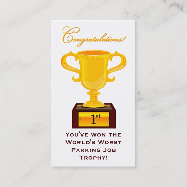 Sarkastisk parkera trofévisitkort visitkort (Framsida)