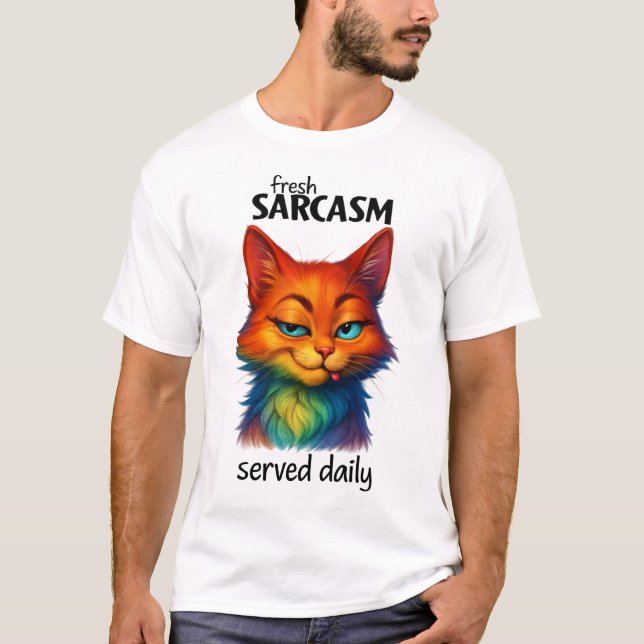 Sarkastisk regnbågskatt Roligt citat T Shirt (Framsida)