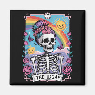 Sarkastisk Skelett Den Idgaf Roliga Tarotkort Goth Magnet