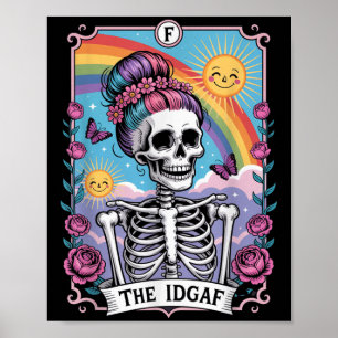 Sarkastisk Skelett Den Idgaf Roliga Tarotkort Goth Poster